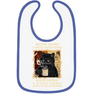 Discover Before Coffee I Hate Everyone After Coffee Black Cat Drink Baby Bib