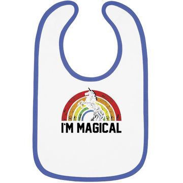 Discover I'm Magical Rainbow Unicorn Tri Blend Baby Bib Heather Grey