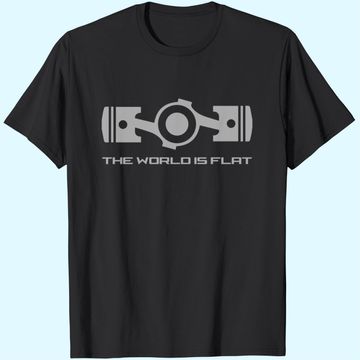 Discover The World Is Flat Opposed Cylinder Engine Flat Earth T-Shirt