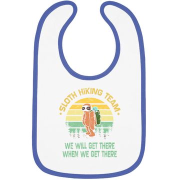 Discover Sloth Hiking Team Hiker Camper Funny Retro Baby Bib