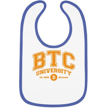 Discover Btc University To The Moon, Funny Distressed Bitcoin College Baby Bib