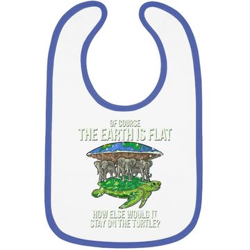 Discover Flat Earth Society Baby Bib Turtle Elephants Gift