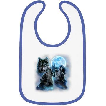 Discover Three Wolves Howling Under Icy Full Moon Baby Bib
