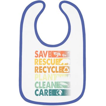 Discover Earth Day Save Bees Rescue Animals Recycle Plastics Baby Bib
