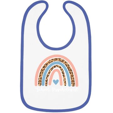 Discover Rainbow Leopard Print School Psychologist Baby Bib