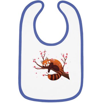 Discover Vintage Red Panda Japanese Cherry Blossom Flower Baby Bib