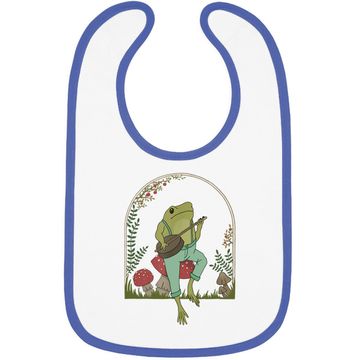Discover Cottagecore Aesthetic Frog Playing Banjo On Mushroom Baby Bib