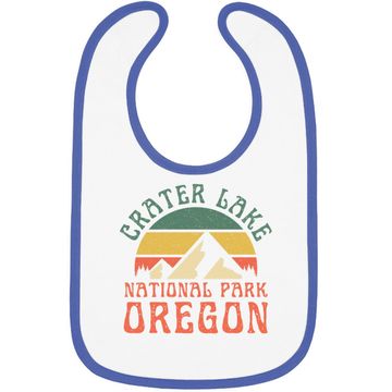 Discover Crater Lake National Park Oregon Mountains Retro Sunset Baby Bib