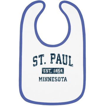 Discover St. Paul Minnesota Mn Vintage Sports Design Navy Print Baby Bib