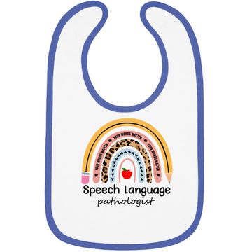 Discover Speech Therapy Leopard Rainbow Baby Bib
