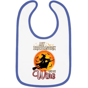 Discover My Broomstick Run On Wine Witch Moon Halloween Magic Baby Bib