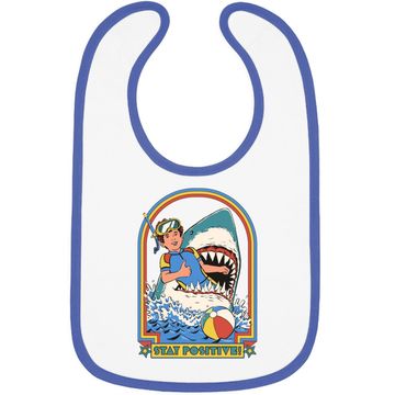 Discover Stay Positive Shark Attack Vintage Retro Comedy Funny Baby Bib