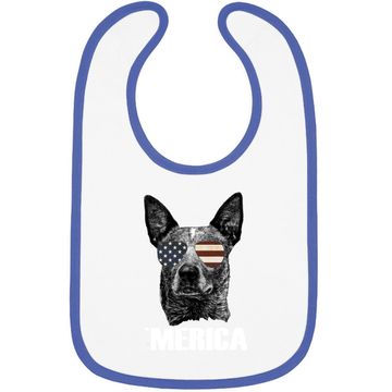Discover Merica Australian Cattle Dog With Usa Flag Sunglasses Baby Bib