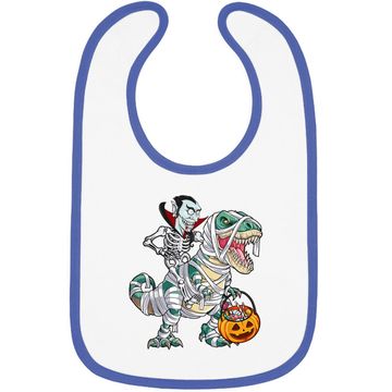 Discover Skeleton Riding Mummy Dinosaur T-rex Halloween Dracula Baby Bib