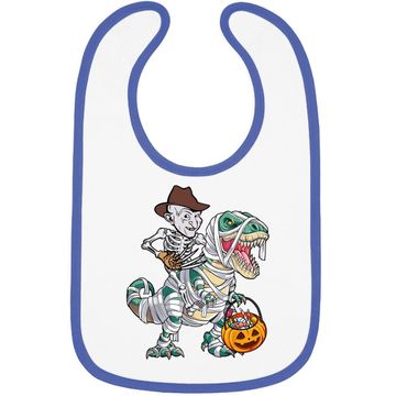 Discover Skeleton Riding Mummy Dinosaur T-rex Halloween Freddy Krueger Baby Bib