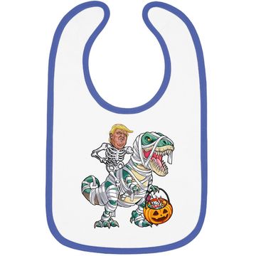 Discover Donal Trump Riding Mummy Dinosaur T-rex Halloween Baby Bib