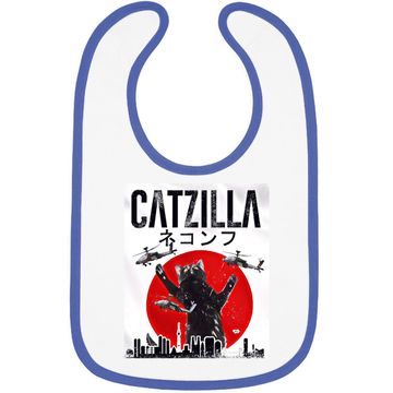 Discover Vintage Catzilla Japanese Sunset Style Cat  baby Bib