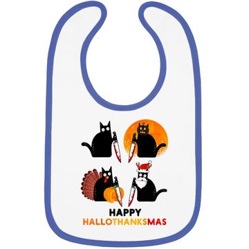 Discover Happy Hallothanksmas Black Cat Halloween Thanksgiving Baby Bib