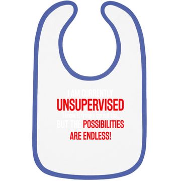 Discover I Am Currently Unsupervised Baby Bib