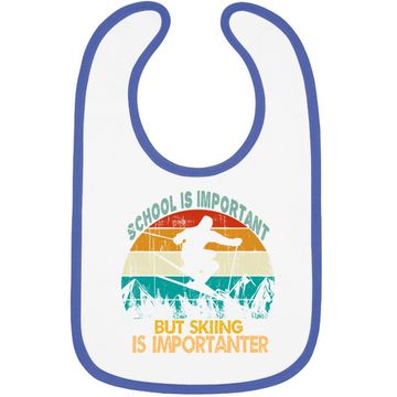 Discover School Is Important But Skiing Is Importanter Vintage Retro Baby Bib