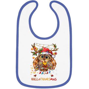 Discover Owl Thankgiving Halloween Christmas Happy Hallothanksmas Baby Bib