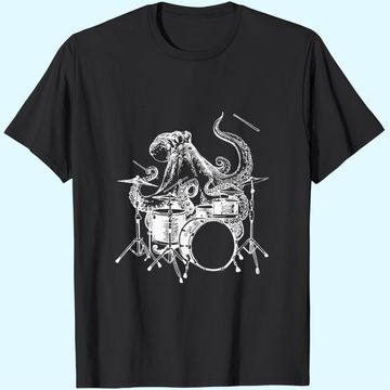 Discover Drummer Octopus Playing Drums T-Shirt
