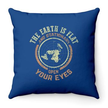 Discover Flat Earth And Stationary Vintage Conspiracy Throw Pillow