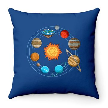 Discover Flat Earth Joke Flat Earthers Solar System Throw Pillow