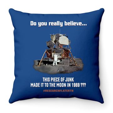 Discover Flat Earth Throw Pillow, Lunar Lander Throw Pillow, Earth Is Flat, Nasa Conspiracy, Lies