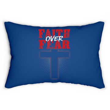 Discover Faith Over Fear Jesus Christian Believer Religious Gift Lumbar Pillow