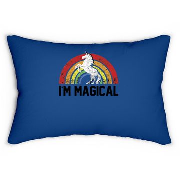 Discover I'm Magical Rainbow Unicorn Tri Blend Lumbar Pillow Heather Grey