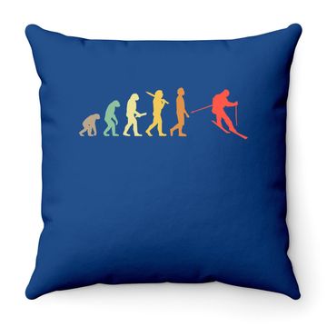 Discover Retro Skiing Evolution Gift For Skiers Throw Pillow