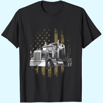 Discover Truck Driver American Flag T-Shirt