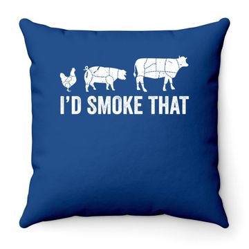 Discover I'd Smoke That Fun Bbq Smoker Chef Throw Pillow