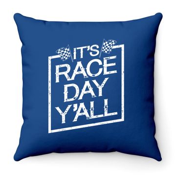 Discover It's Race Day Y'all Dirt Track Racing Checkered Flag Throw Pillow