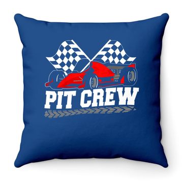 Discover Pit Crew Car Racing Checkered Flag Racing Party Throw Pillow