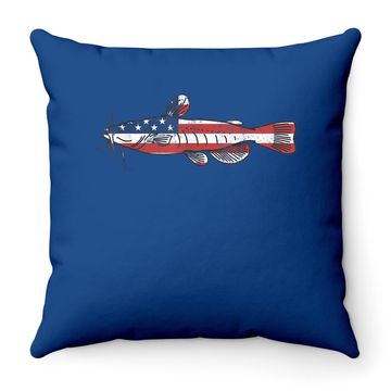 Discover Catfishing Throw Pillow, Catfish Apparel, American Flag Fish Throw Pillow