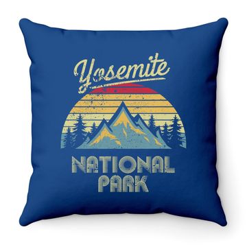 Discover Vintage Retro Yosemite National Park Mountain Throw Pillow