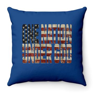 Discover One Nation Under God Weathered American Flag Patriotic Throw Pillow