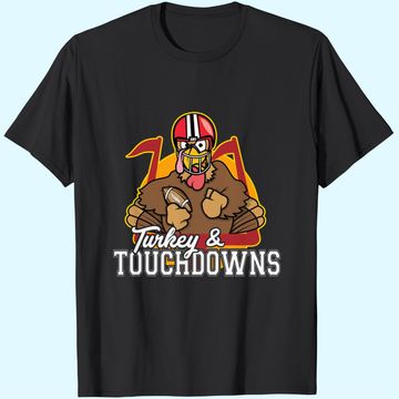 Discover Turkey And Touchdowns Thanksgiving Football T-Shirt