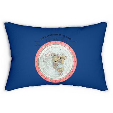 Discover Flat Earth Theory World Map - Funny Conspiracy Theory Lumbar Pillow Lumbar Pillow
