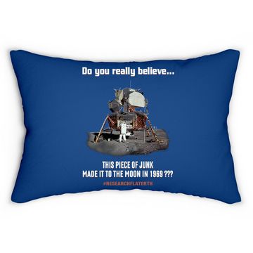 Discover Flat Earth Lumbar Pillow, Lunar Lander Lumbar Pillow, Earth Is Flat, Nasa Conspiracy, Lies