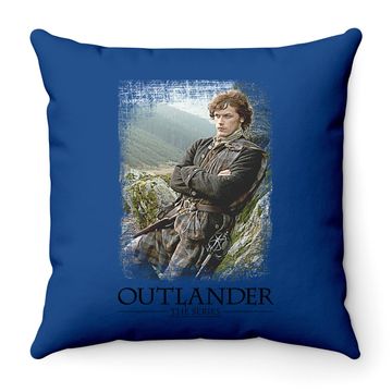Discover Outlander Jamie With Series Logo Throw Pillow