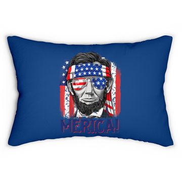 Discover Abraham Lincoln 4th Of July Merica American Flag Lumbar Pillow