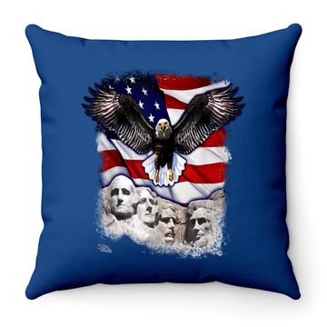 Discover American Bald Eagle Mount Rushmore 'merica Flag Throw Pillow