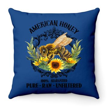 Discover American Honey Bee Funny Beekeeping Gift For Beekeeper Throw Pillow