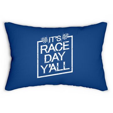 Discover It's Race Day Y'all Dirt Track Racing Checkered Flag Lumbar Pillow