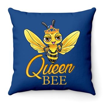 Discover Queen Bee Crown Cute Honey Bee Hive Gift Beekeeping Throw Pillow
