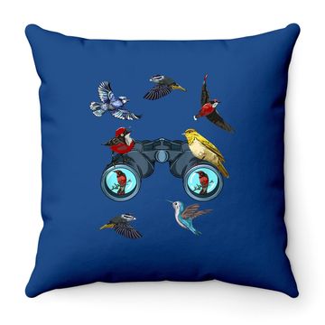 Discover Birdwatching Bird Nerd Great Bird Watcher Throw Pillow Binoculars