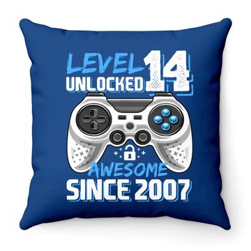 Discover Level 14 Unlocked Awesome 2007 Video Game 14th Birthday Throw Pillow